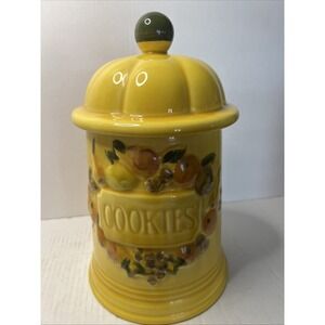 Vintage  Los Angeles Potteries California USA Cookie Jar Harvest Gold 3-D Effect